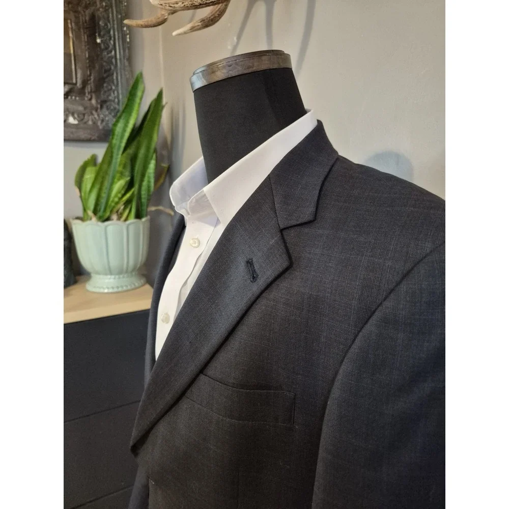Hart Schaffner Marx Wool Sport Coat 40R Blue Brown Plaid USA 2 Button Mens